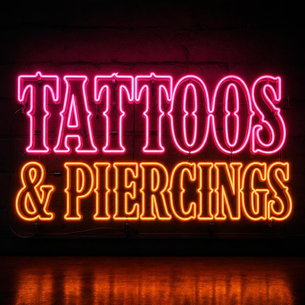 Tattoos & Piercings neon sign